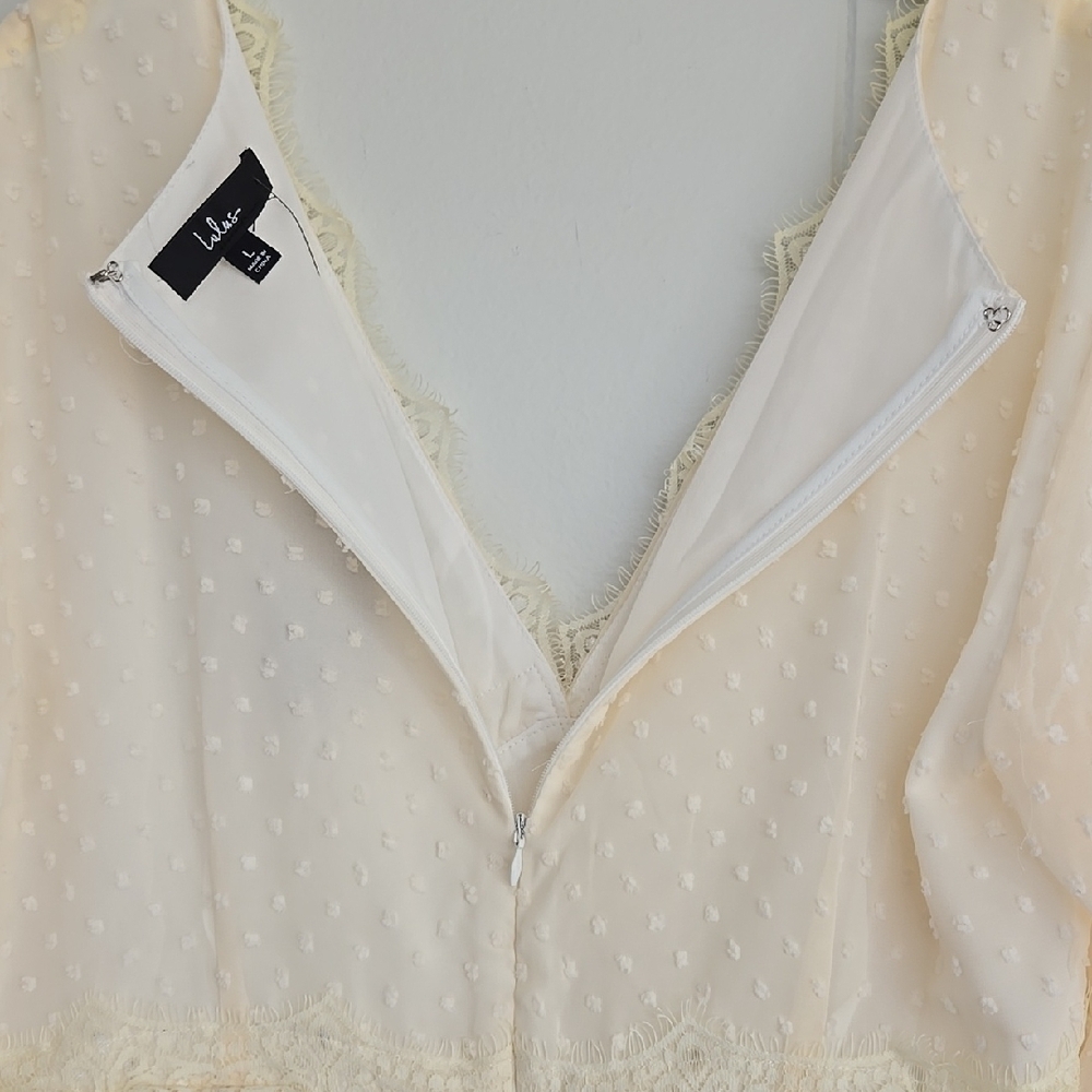 Wistful Moment Ivory Swiss Dot Long Sleeve Dress Size L - Picture 15 of 16